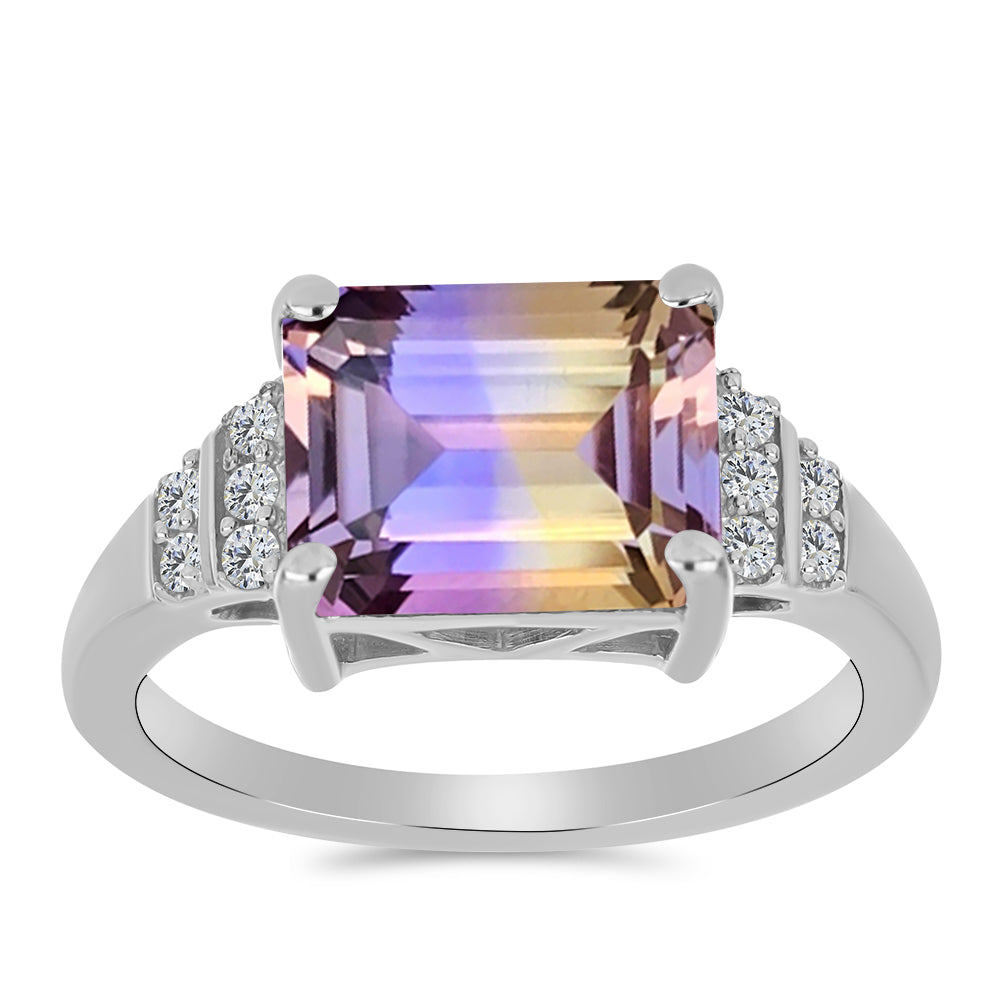 Inel din Argint 925 ( 2.89 grame ) cu Ametrin Anahi și Topaz Alb 3.35 Carate 3 