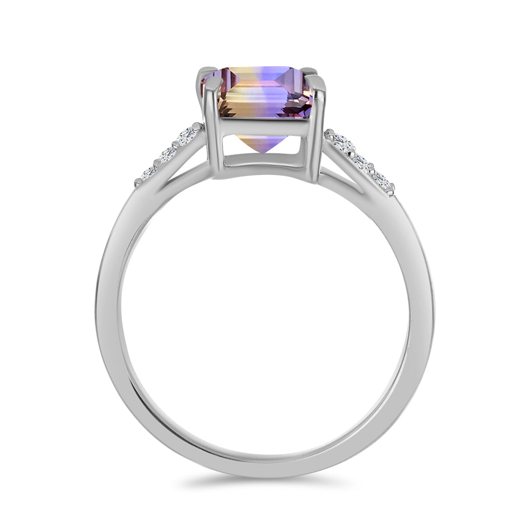 Inel din Argint 925 ( 1.97 grame ) cu Ametrin Anahi și Topaz Alb 2.26 Carate
