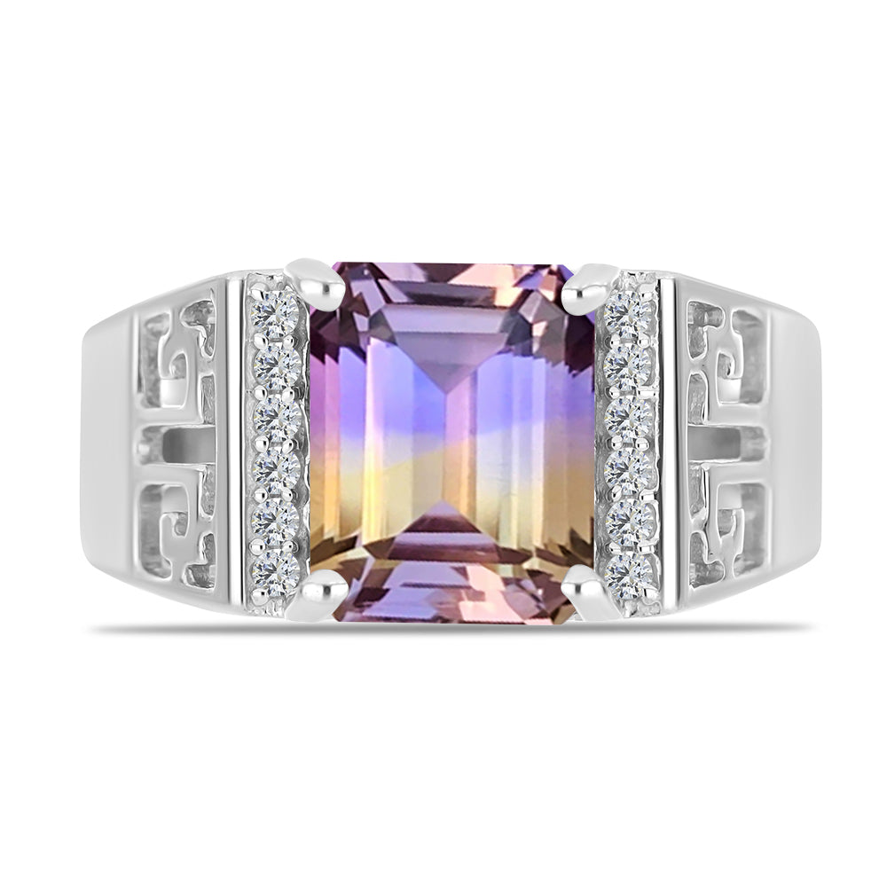Inel din Argint 925 ( 5.32 grame ) cu Ametrin Anahi și Topaz Alb 3.32 Carate