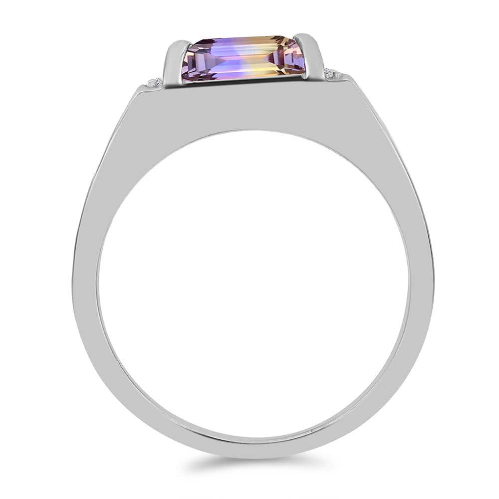 Inel din Argint 925 ( 5.32 grame ) cu Ametrin Anahi și Topaz Alb 3.32 Carate
