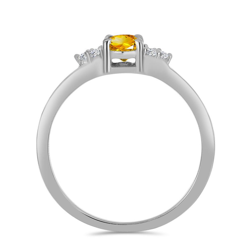 Inel din Argint 925 ( 1.73 grame ) cu Citrin Ural și Topaz Alb 0.48 Carate 2 