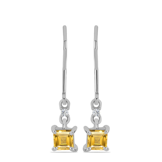 Set din Argint 925 ( 3.4 grame ) cu Citrin Ural și Topaz Alb 1.47 Carate ( Cercei+Inel+Pandantiv )