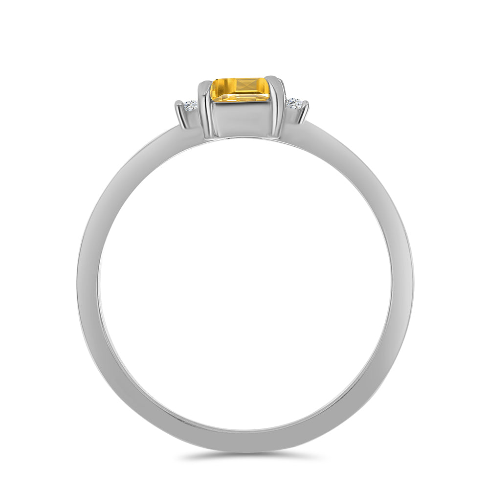 Set din Argint 925 ( 3.4 grame ) cu Citrin Ural și Topaz Alb 1.47 Carate ( Cercei+Inel+Pandantiv ) 6 