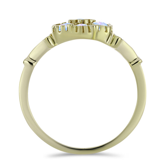 Inel din Argint 925 Placat cu Aur ( 3.18 grame ) cu Piatra Lunii Curcubeu 0.75 Carate