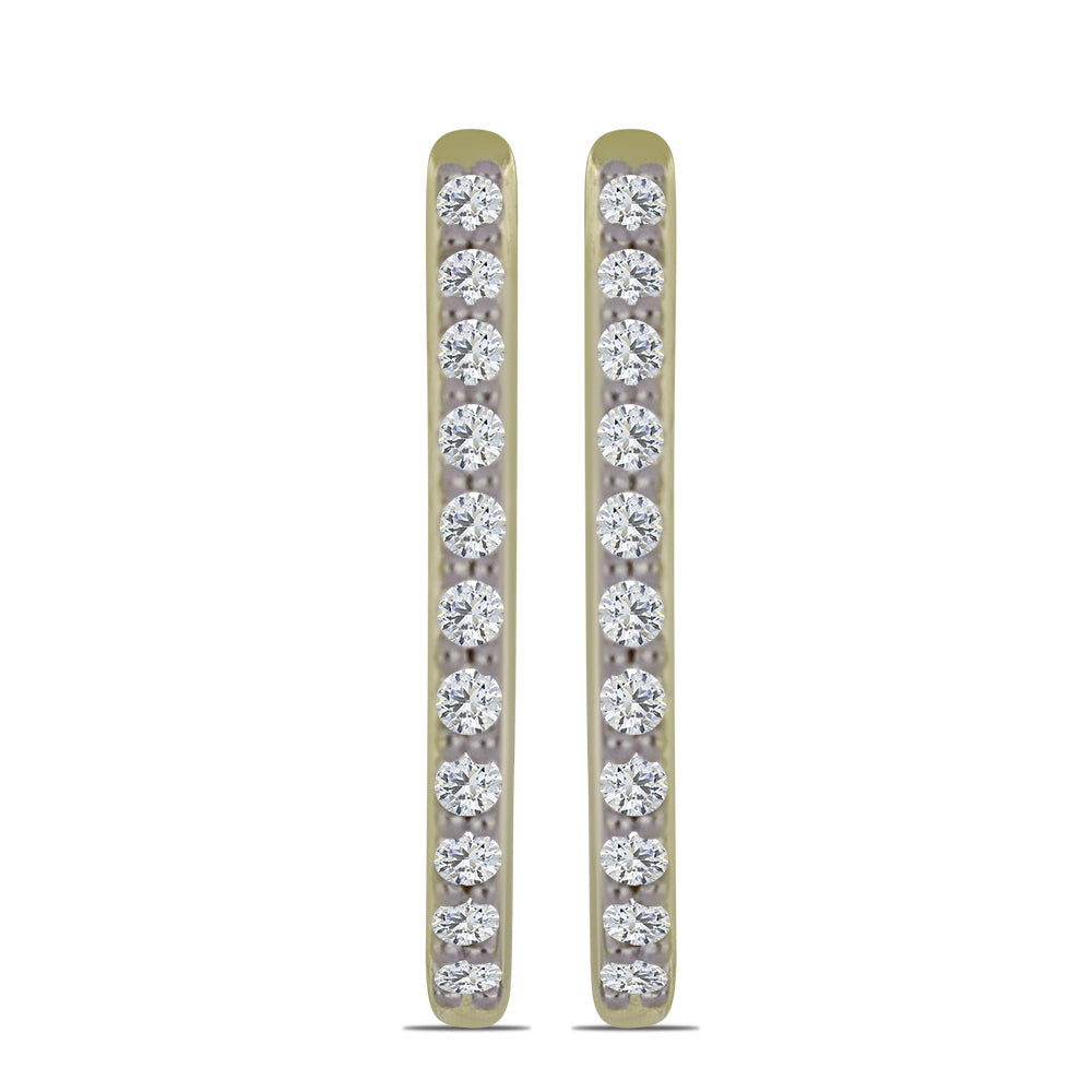 Cercei din Argint 925 Placat cu Aur ( 2.36 grame ) cu Diamant Certificat cultivat în laborator 0.34 Carate 1 