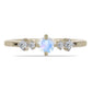 Inel din Argint 925 Placat cu Aur ( 1.57 grame ) cu Piatra Lunii Curcubeu și Topaz Alb 0.38 Carate