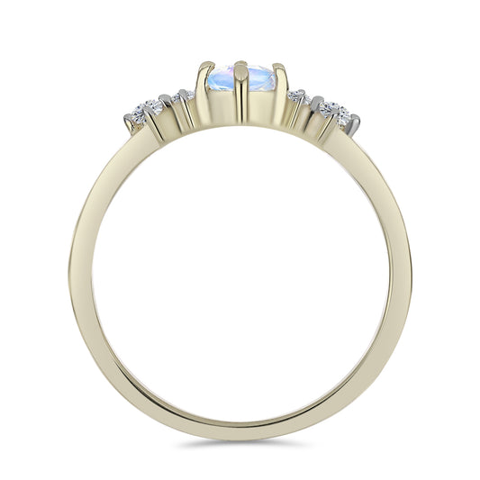 Inel din Argint 925 Placat cu Aur ( 1.57 grame ) cu Piatra Lunii Curcubeu și Topaz Alb 0.38 Carate