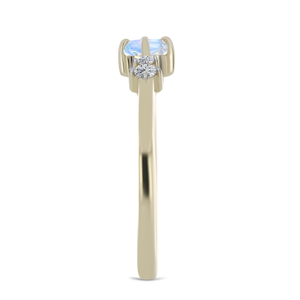 Inel din Argint 925 Placat cu Aur ( 1.57 grame ) cu Piatra Lunii Curcubeu și Topaz Alb 0.38 Carate 4 