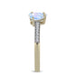 Inel din Argint 925 Placat cu Aur ( 2.12 grame ) cu Piatra Lunii Curcubeu și Topaz Alb 1.23 Carate