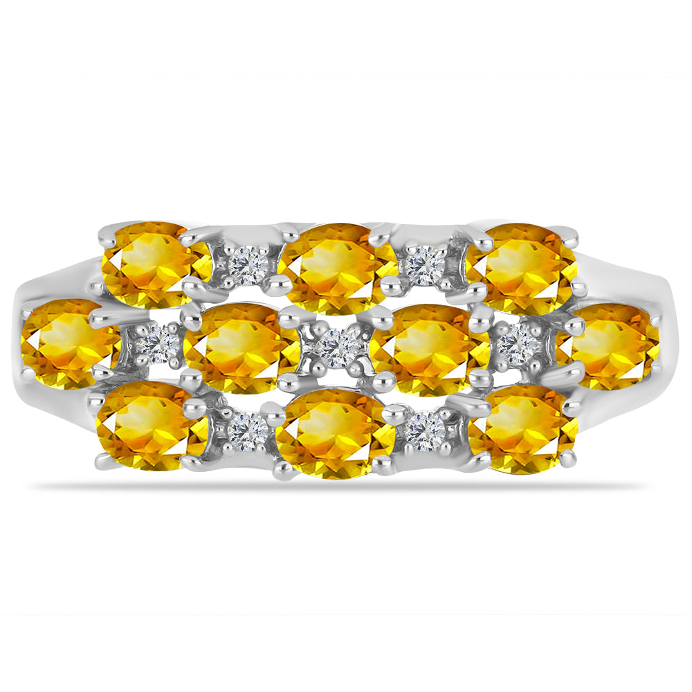 Inel din Argint 925 ( 3.83 grame ) cu Citrin Ural și Topaz Alb 1.61 Carate 1 