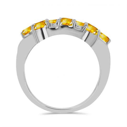 Inel din Argint 925 ( 3.83 grame ) cu Citrin Ural și Topaz Alb 1.61 Carate