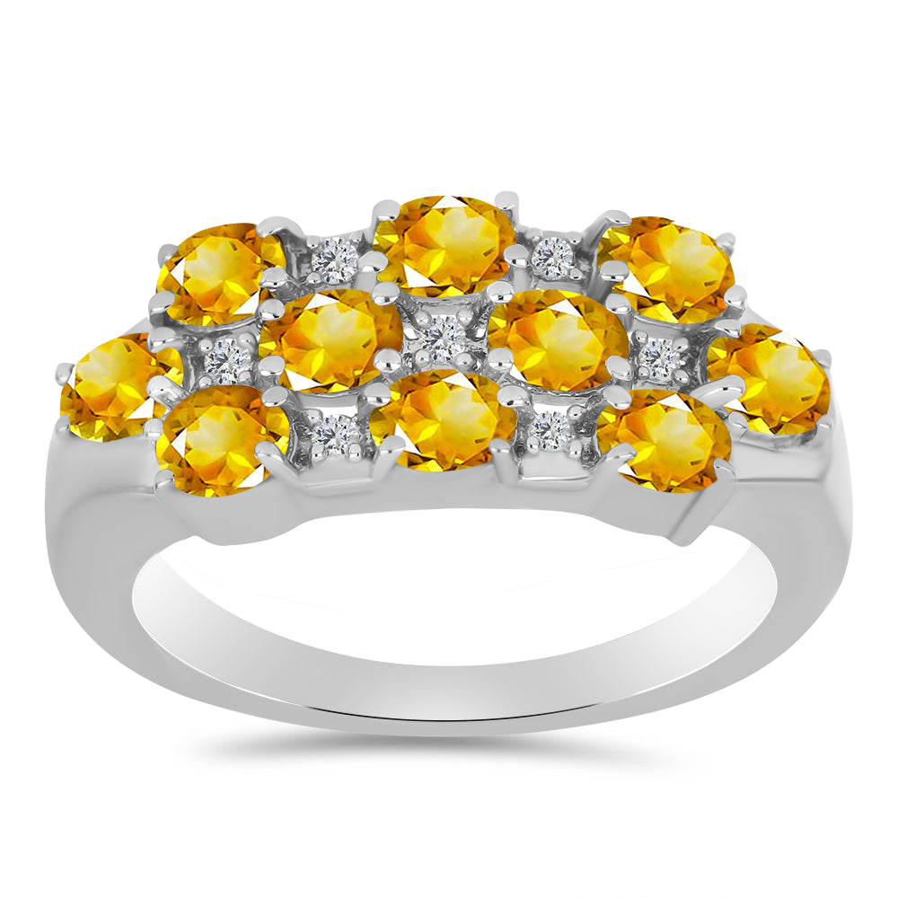 Inel din Argint 925 ( 3.83 grame ) cu Citrin Ural și Topaz Alb 1.61 Carate 3 