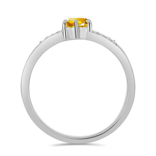 Inel din Argint 925 ( 2.09 grame ) cu Citrin Ural și Topaz Alb 0.56 Carate