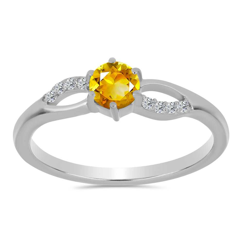 Inel din Argint 925 ( 2.09 grame ) cu Citrin Ural și Topaz Alb 0.56 Carate 3 