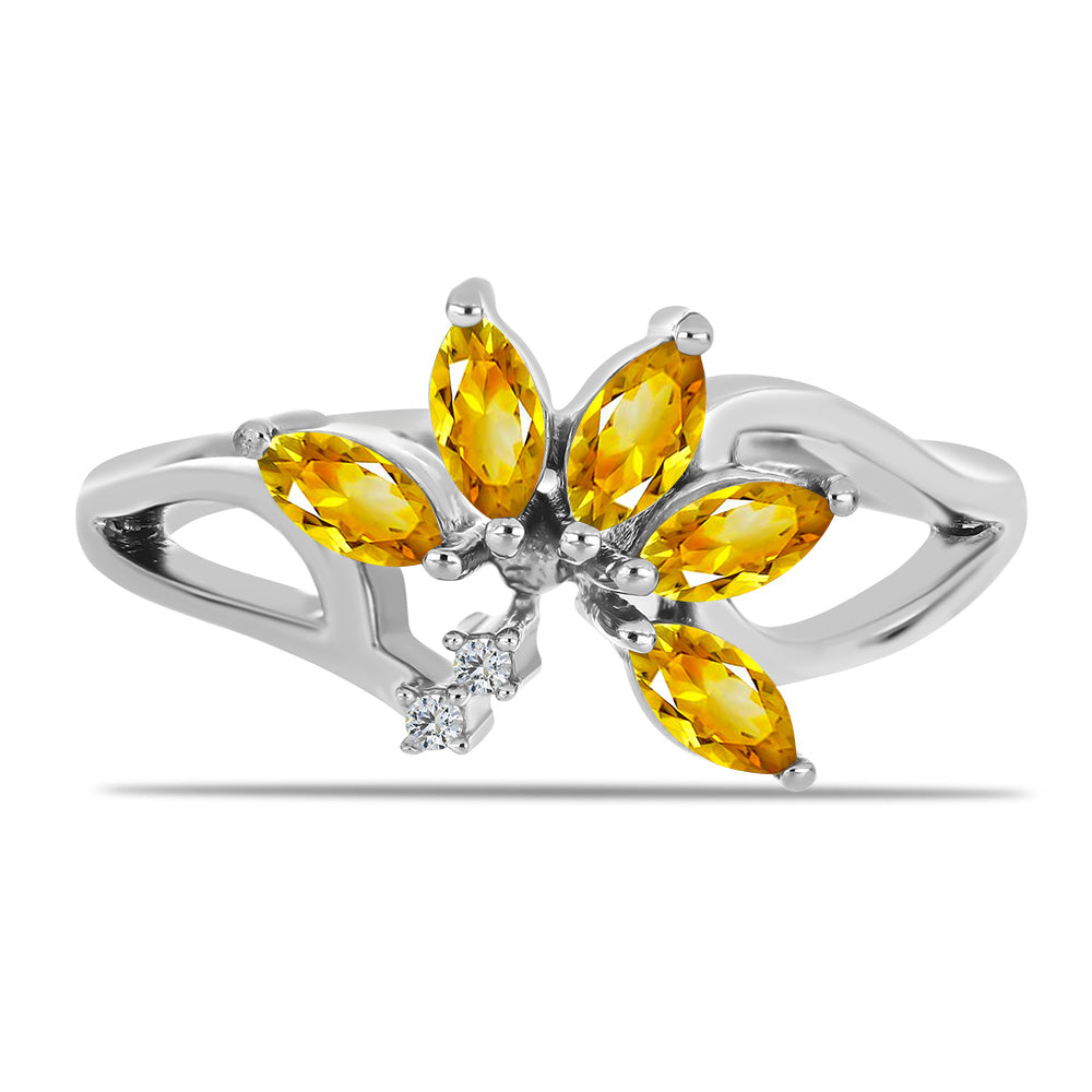Inel din Argint 925 ( 2.99 grame ) cu Citrin Ural și Topaz Alb 0.68 Carate 1 