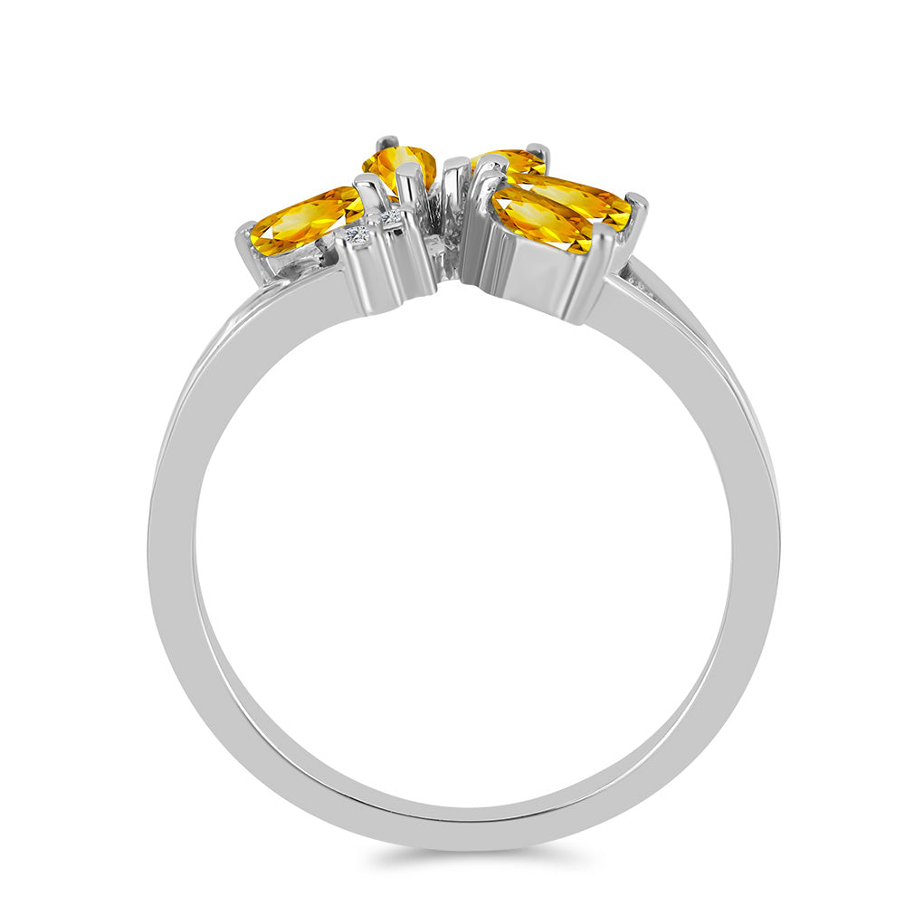 Inel din Argint 925 ( 2.99 grame ) cu Citrin Ural și Topaz Alb 0.68 Carate 2 