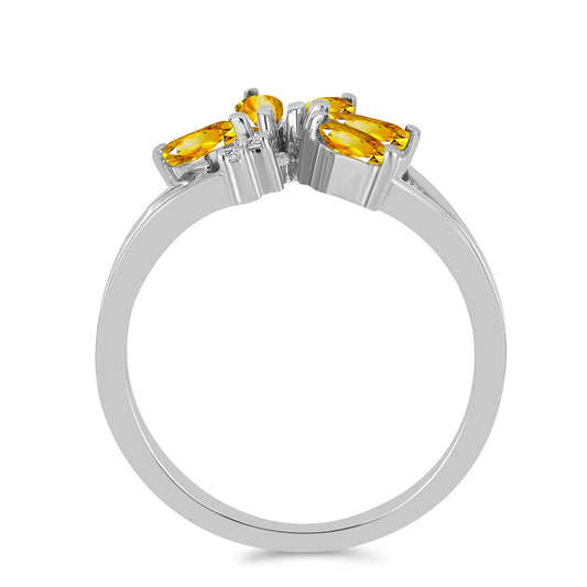 Inel din Argint 925 ( 2.99 grame ) cu Citrin Ural și Topaz Alb 0.68 Carate