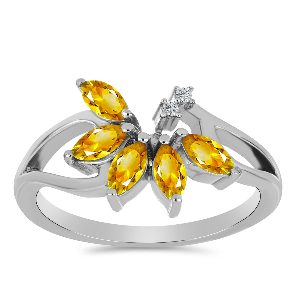 Inel din Argint 925 ( 2.99 grame ) cu Citrin Ural și Topaz Alb 0.68 Carate 3 