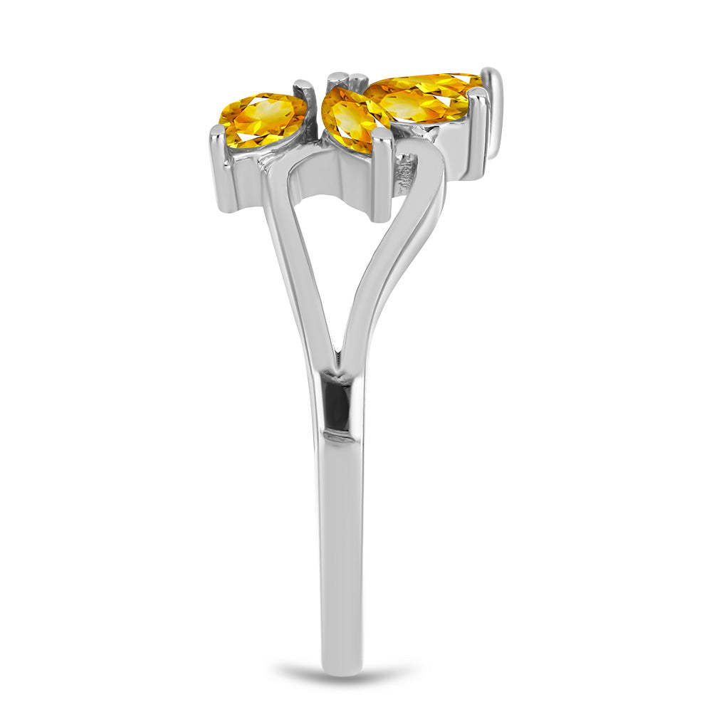 Inel din Argint 925 ( 2.99 grame ) cu Citrin Ural și Topaz Alb 0.68 Carate 4 