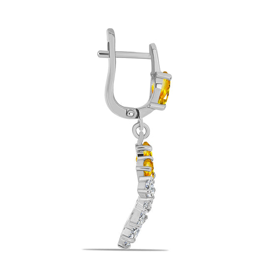 Cercei din Argint 925 ( 6.22 grame ) cu Citrin Ural și Topaz Alb 5.78 Carate