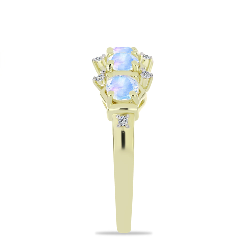 Inel din Argint 925 Placat cu Aur ( 2.65 grame ) cu Piatra Lunii Curcubeu și Topaz Alb 1.13 Carate 4 