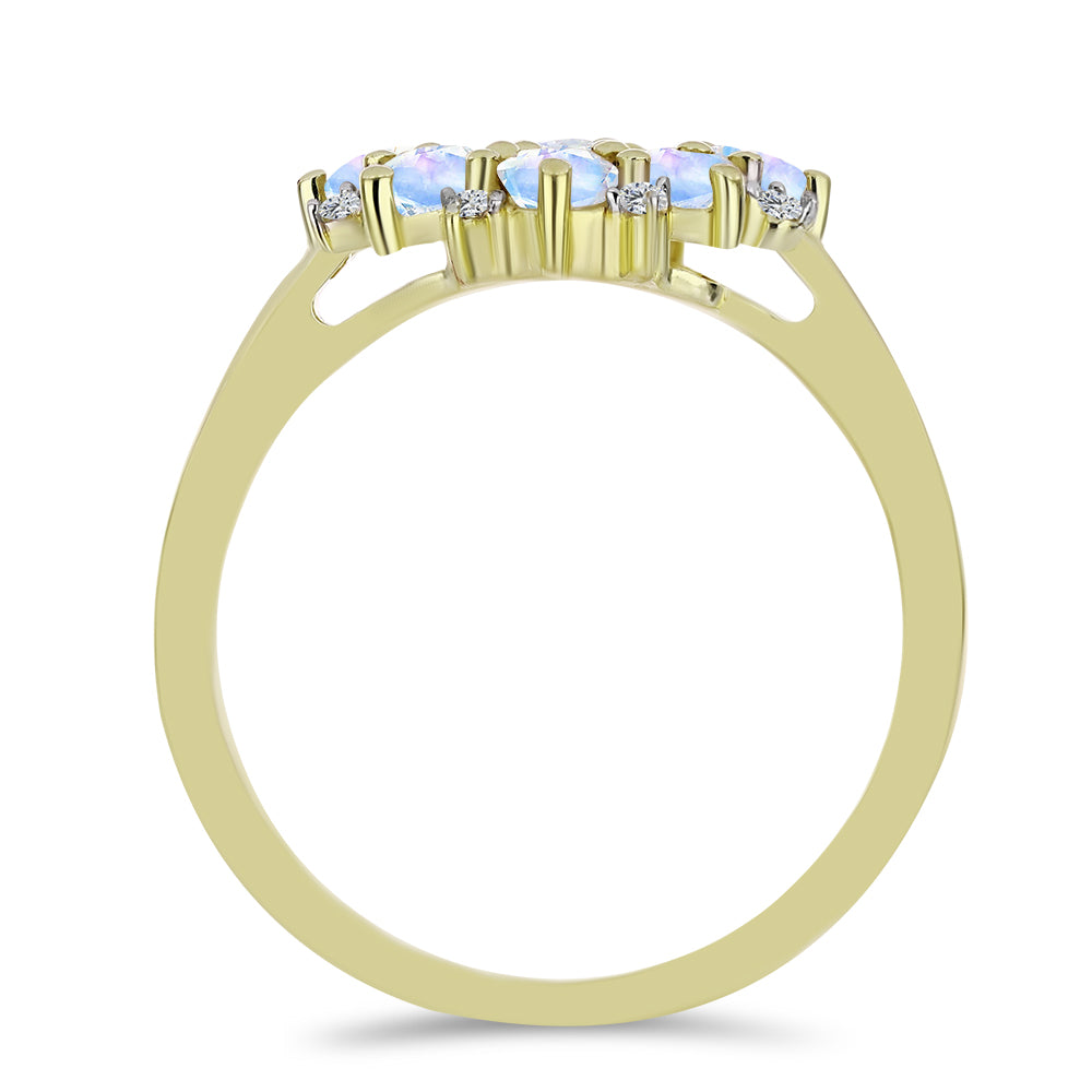 Inel din Argint 925 Placat cu Aur ( 2.72 grame ) cu Piatra Lunii Curcubeu și Topaz Alb 1.03 Carate
