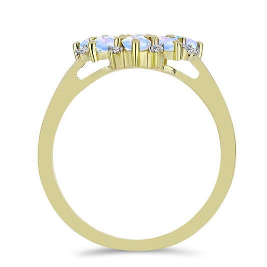 Inel din Argint 925 Placat cu Aur ( 2.72 grame ) cu Piatra Lunii Curcubeu și Topaz Alb 1.03 Carate