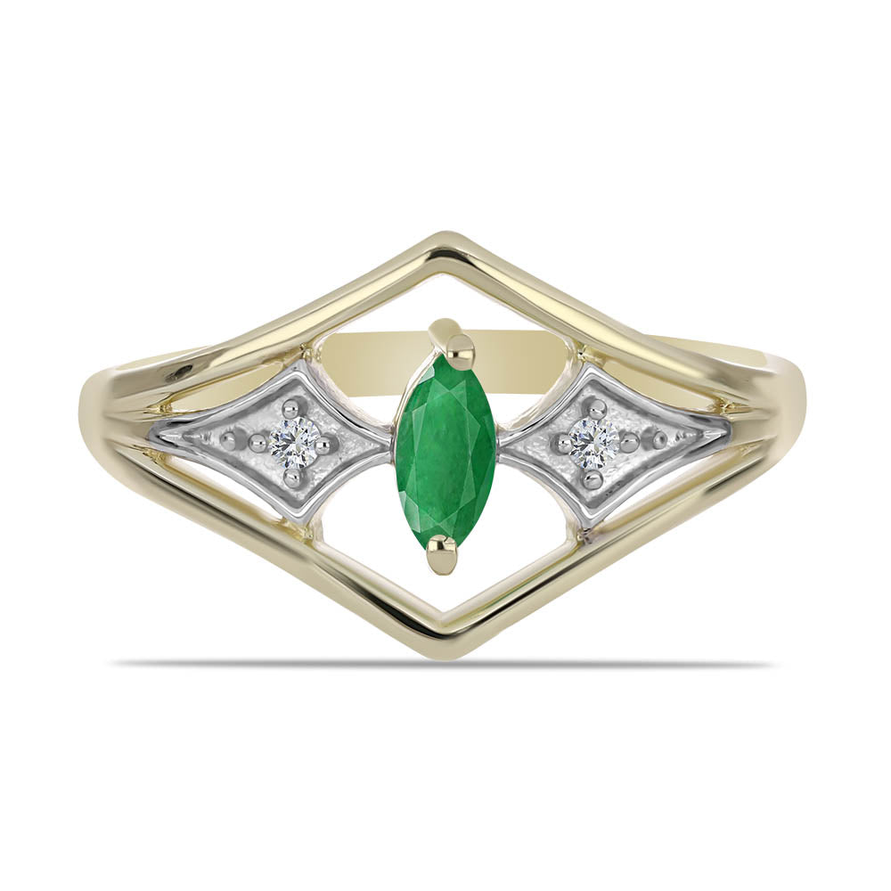 Inel din Argint 925 Placat cu Aur ( 2.5 grame ) cu Smarald Zambian și Topaz Alb 0.23 Carate 1 