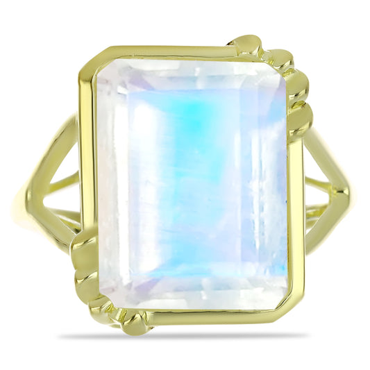 Inel din Argint 925 Placat cu Aur ( 4.05 grame ) cu Piatra Lunii Curcubeu 9.85 Carate