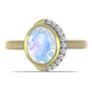 Inel din Argint 925 Placat cu Aur ( 3.61 grame ) cu Piatra Lunii Curcubeu și Topaz Alb 1.87 Carate