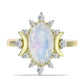 Inel din Argint 925 Placat cu Aur ( 3.1 grame ) cu Piatra Lunii Curcubeu și Topaz Alb 2.83 Carate