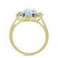 Inel din Argint 925 Placat cu Aur ( 2.69 grame ) cu Piatra Lunii Curcubeu și Safir Albastru Australian 3.53 Carate