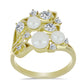 Inel din Argint 925 Placat cu Aur ( 3.79 grame ) cu Perlă de Apă Dulce Albă și Topaz Alb 4.82 Carate