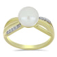 Inel din Argint 925 Placat cu Aur ( 3.17 grame ) cu Perlă de Apă Dulce Albă și Topaz Alb 3 Carate
