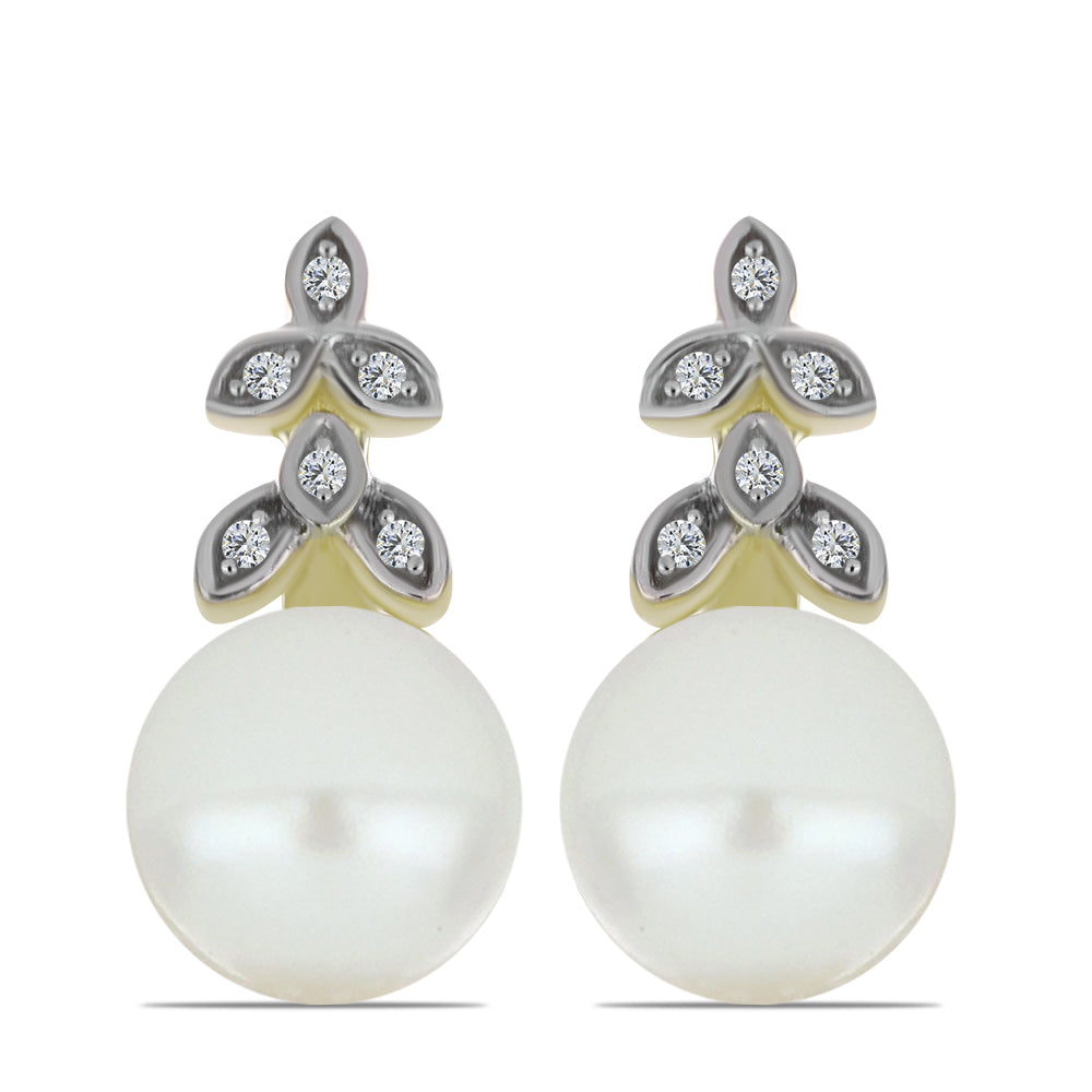 Cercei din Argint 925 Placat cu Aur ( 2.84 grame ) cu Perlă de Apă Dulce Albă și Topaz Alb 5.82 Carate 1 