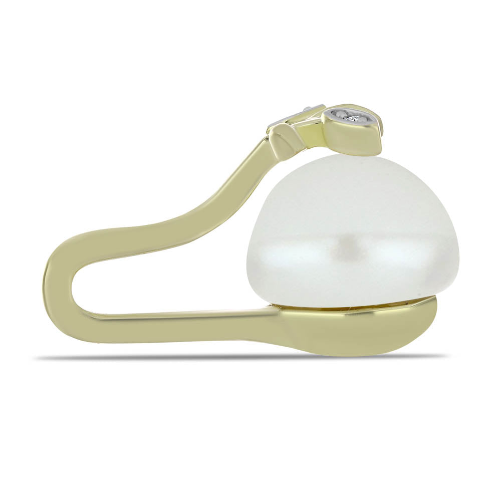 Pandantiv din Argint 925 Placat cu Aur ( 1.39 grame ) cu Perlă de Apă Dulce Albă și Topaz Alb 5.67 Carate 2 