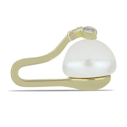 Pandantiv din Argint 925 Placat cu Aur ( 1.39 grame ) cu Perlă de Apă Dulce Albă și Topaz Alb 5.67 Carate