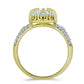 Inel din Argint 925 Placat cu Aur ( 3.91 grame ) cu Piatra Lunii Curcubeu și Topaz Alb 3.04 Carate