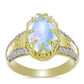 Inel din Argint 925 Placat cu Aur ( 3.91 grame ) cu Piatra Lunii Curcubeu și Topaz Alb 3.04 Carate