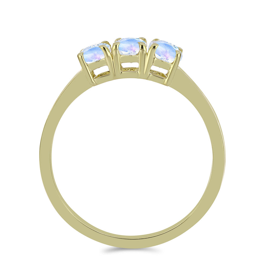 Inel din Argint 925 Placat cu Aur ( 1.95 grame ) cu Piatra Lunii Curcubeu 1.35 Carate 2 