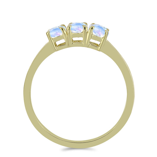 Inel din Argint 925 Placat cu Aur ( 1.95 grame ) cu Piatra Lunii Curcubeu 1.35 Carate