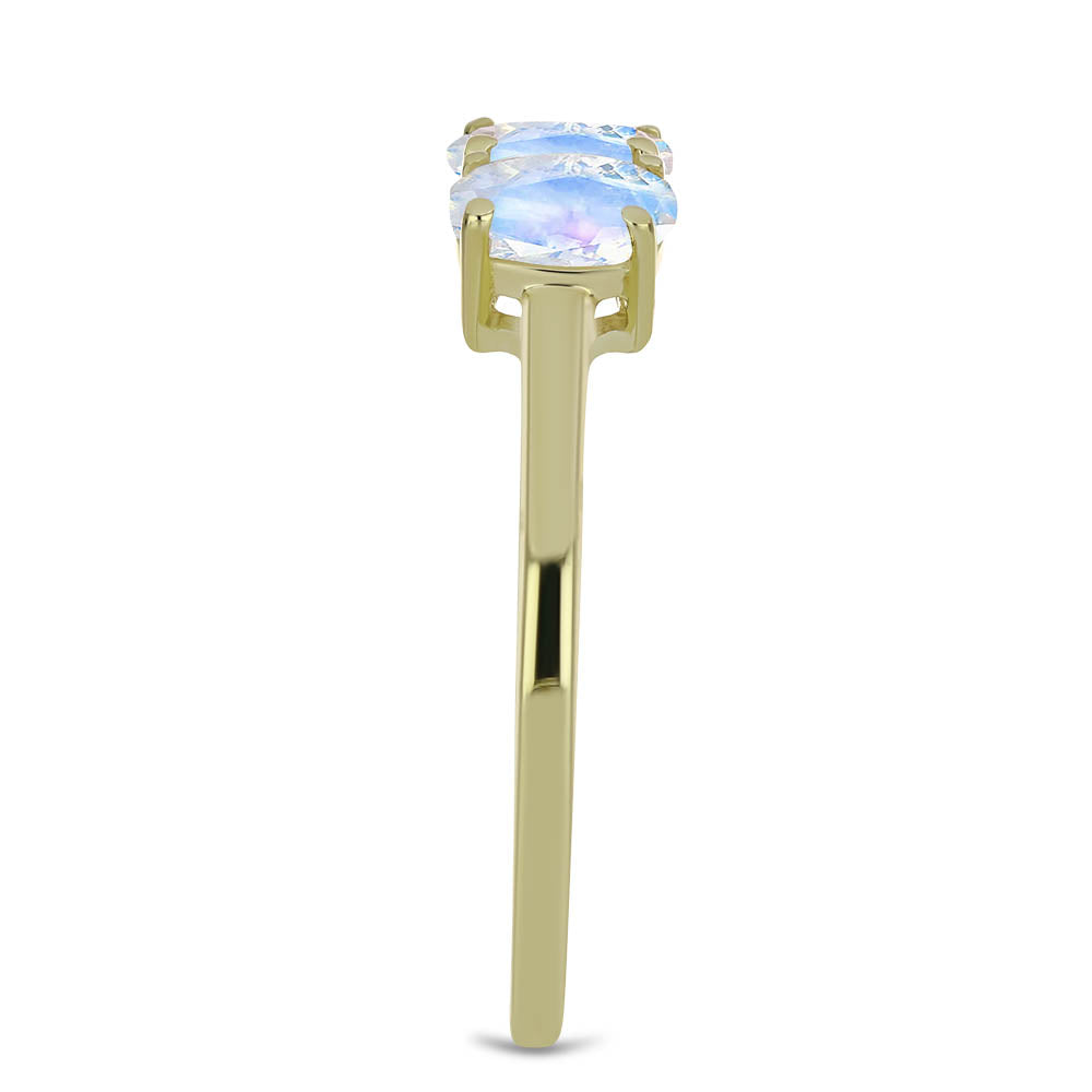 Inel din Argint 925 Placat cu Aur ( 1.95 grame ) cu Piatra Lunii Curcubeu 1.35 Carate 4 