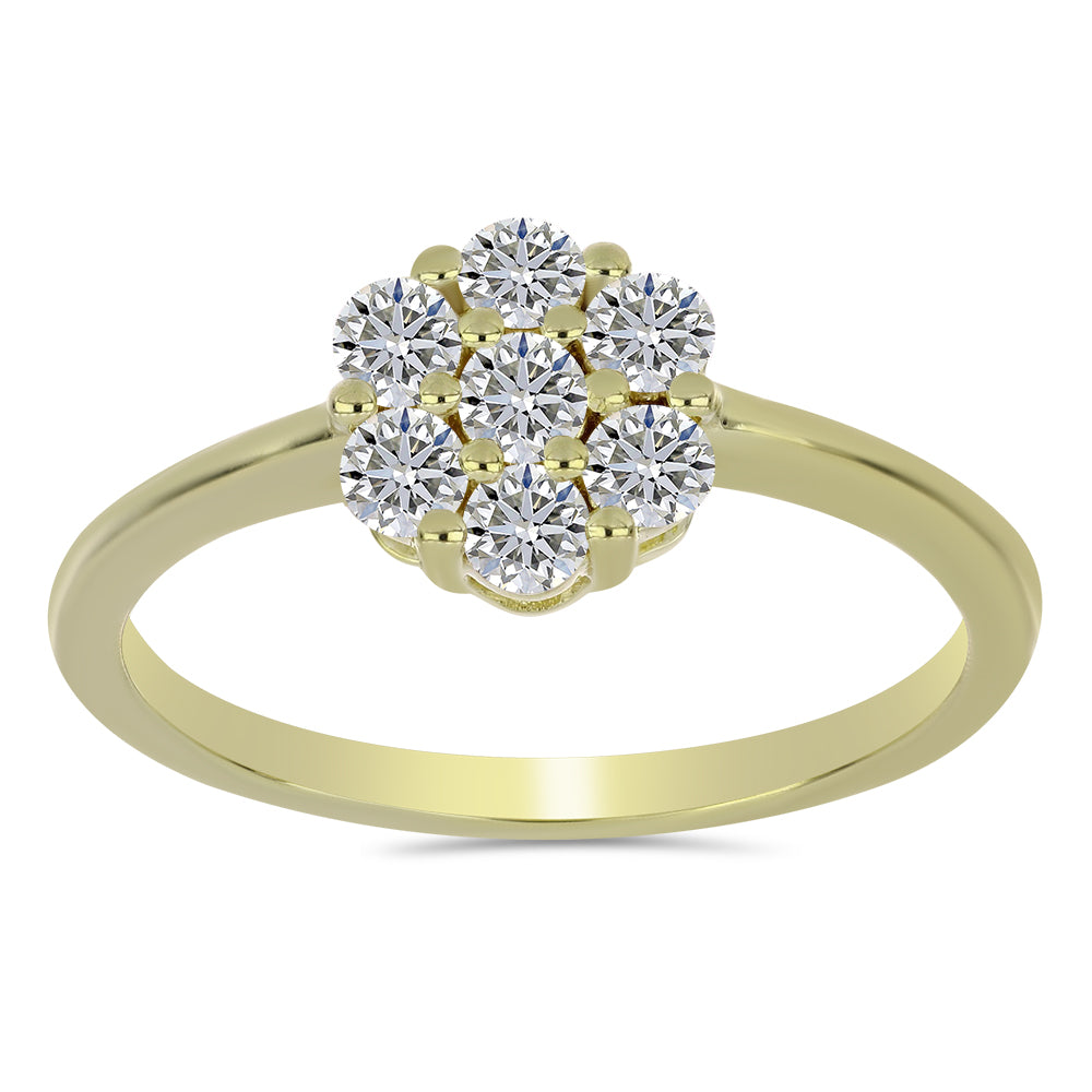 Inel din Argint 925 Placat cu Aur ( 2.09 grame ) cu Diamant Certificat cultivat în laborator 0.6 Carate