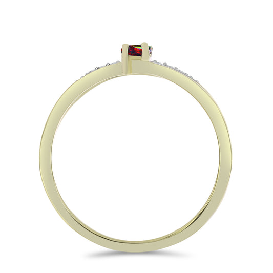 Inel din Argint 925 Placat cu Aur ( 1.65 grame ) cu Opal Etiopian Negru Lega Dembi și Topaz Alb 0.14 Carate