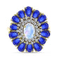 Inel din Argint 925 Placat cu Aur ( 4.95 grame ) cu Piatra Lunii Curcubeu și Safir Albastru Australian 4.77 Carate