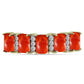 Inel din Argint 925 Placat cu Aur ( 2.53 grame ) cu Coral Roșu Burete și Topaz Alb 1.61 Carate