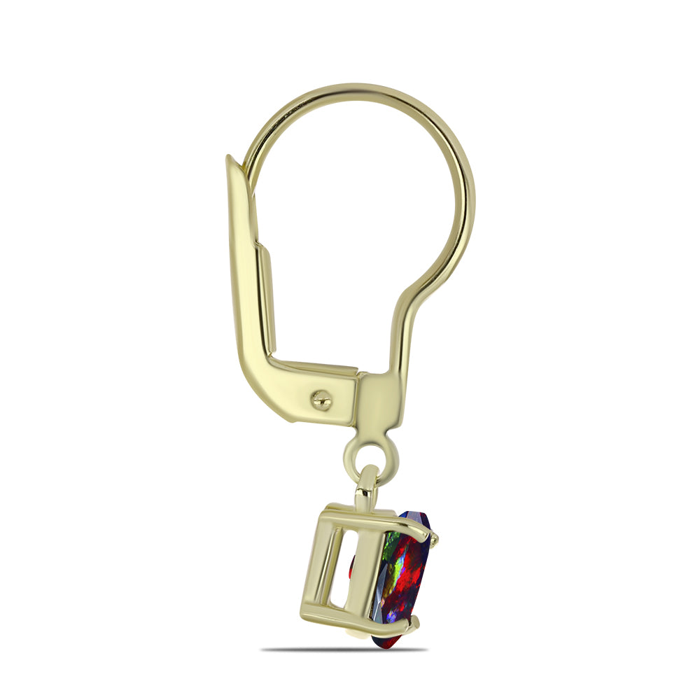 Cercei din Argint 925 Placat cu Aur ( 1.44 grame ) cu Opal Etiopian Negru Lega Dembi 0.55 Carate 2 