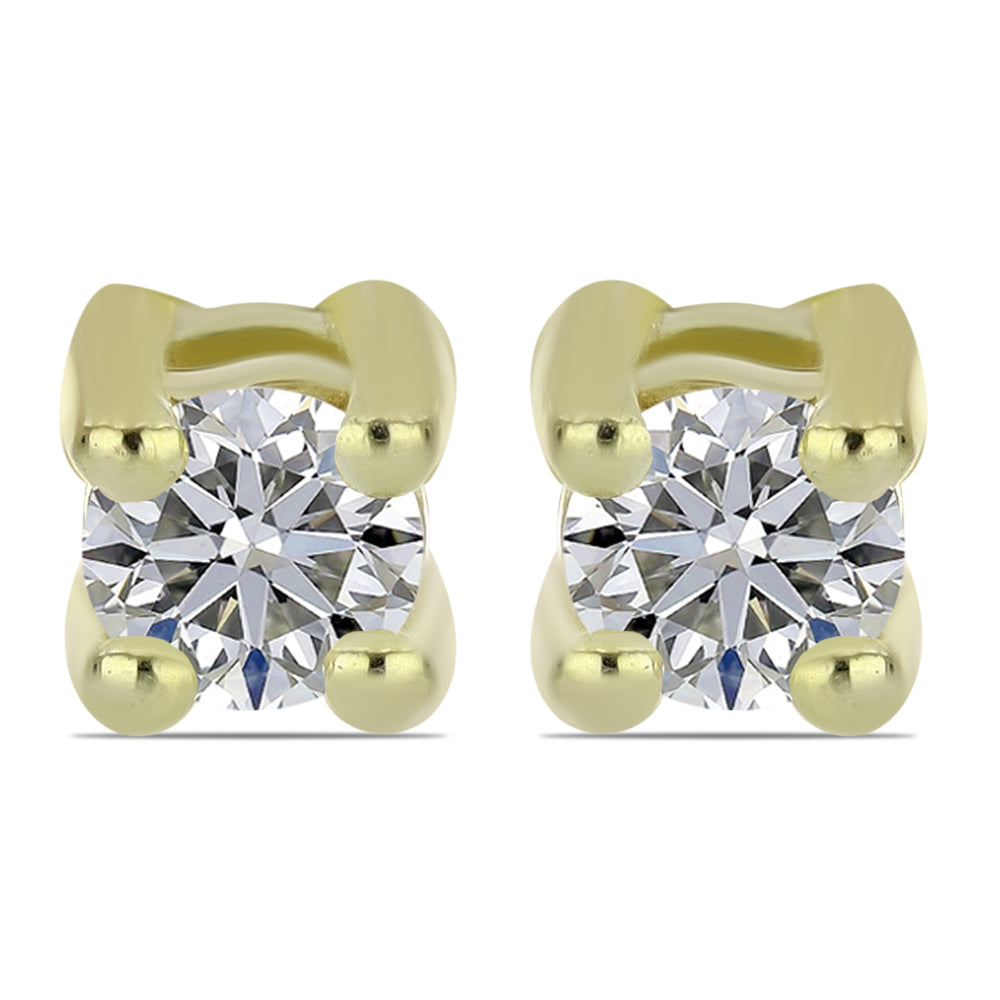 Cercei din Argint 925 Placat cu Aur ( 1.01 grame ) cu Diamant Certificat cultivat în laborator 0.22 Carate