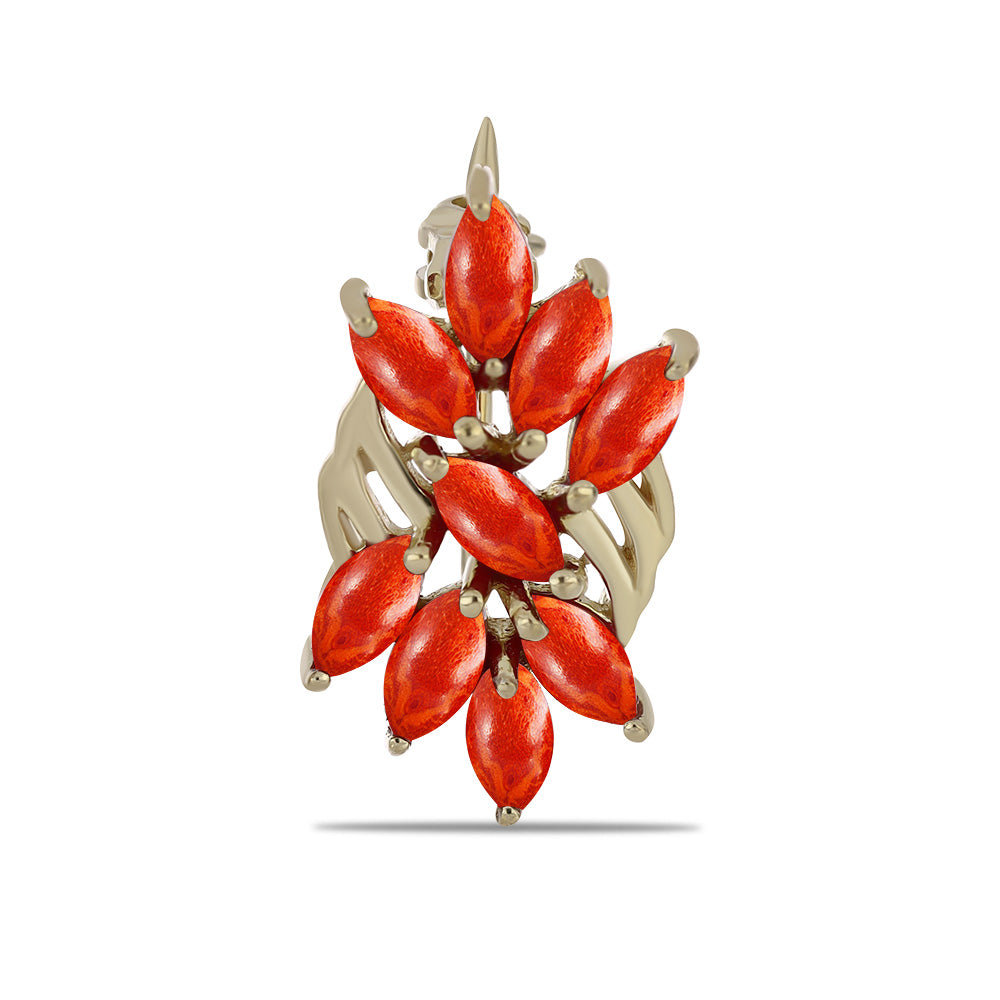 Broşă din Argint 925 Placat cu Aur ( 1.83 grame ) cu Coral Roșu Burete 1.5 Carate
