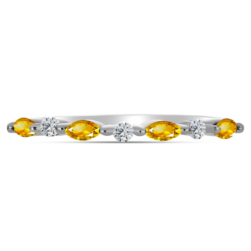Inel din Argint 925 ( 1.65 grame ) cu Citrin Ural și Topaz Alb 0.42 Carate
